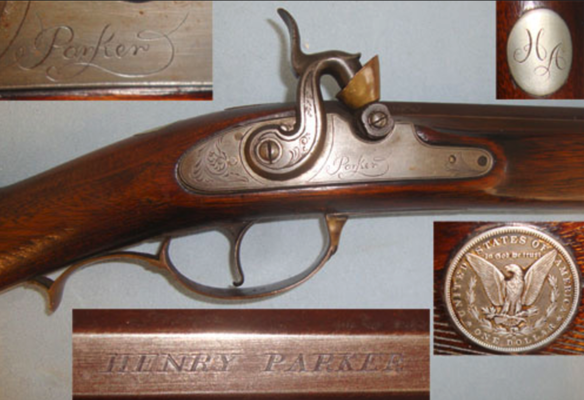 VERY RARE, C1860 AMERICAN Henry Parker Trenton New Jersey, 52 Bore Muzzle Loading Percussion Rifle - Image 2 of 3