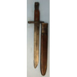 British Contract Ross Bayonet & 1915 Dated MK 1 Leather Scabbard.