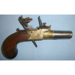 C1830 English, Brass Framed Flintlock Pocket Pistol
