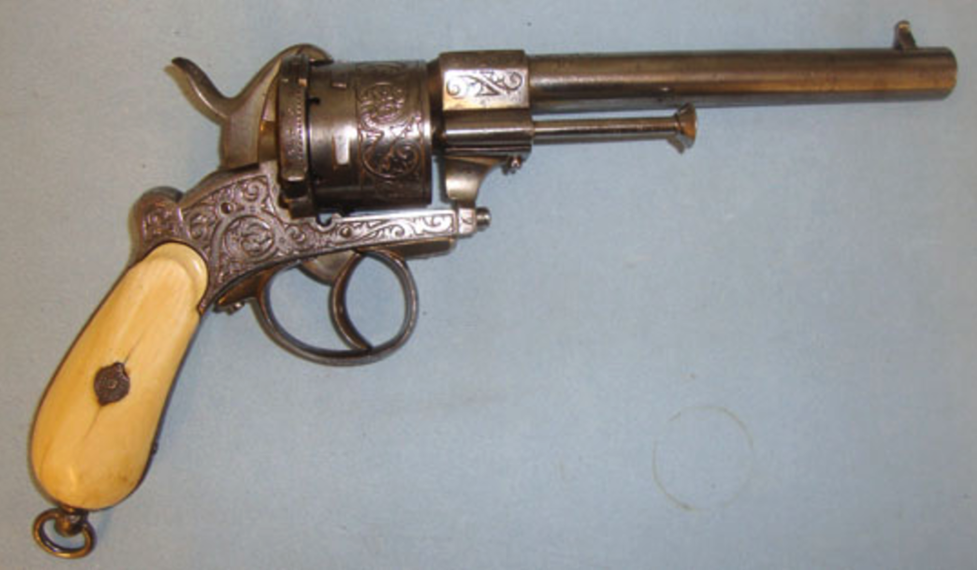 C1870, Continental Military 12mm Calibre Pinfire 6 Shot Revolver With Antique Ivory Grips - Image 3 of 3