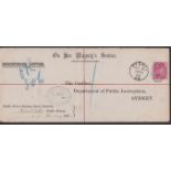 NEW SOUTH WALES 1892 - 6d OHMS postal stationery registration envelope from the Savings bank at