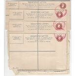 G.B. - KING GEORGE V POSTAL STATIONERY 1911 3d Registration envelopes size G (3) and size H affixed