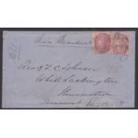 SARAWAK 1862 - Neat Blue Envelope to the Revd. F.C. Johnson in Somerset, franked by 1856-64 2a