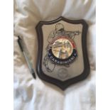 Italy carabinieri bodyguards mahogany & metal plaque