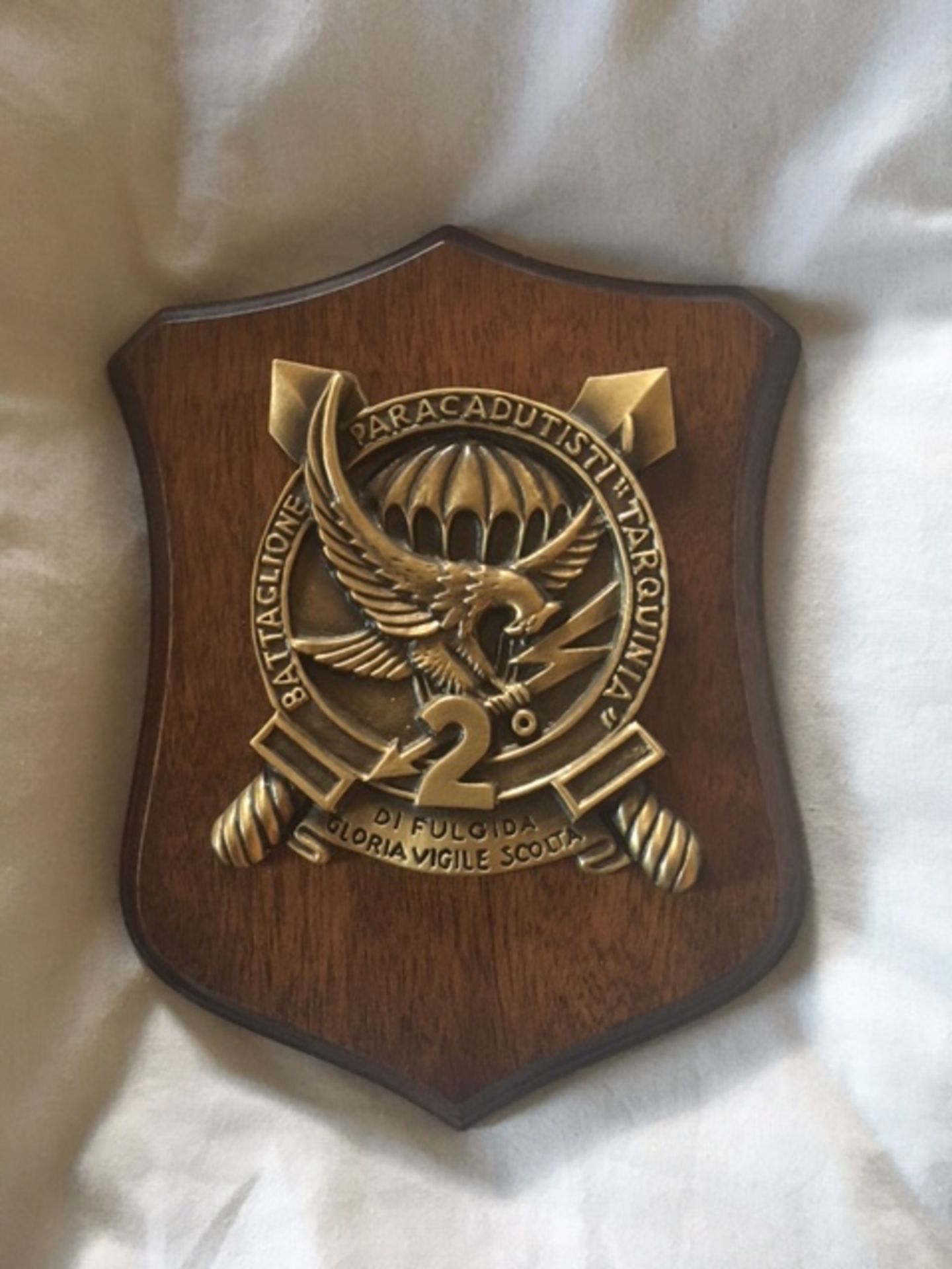 Italy 2 para tarquina wood plaque from the Sir Christopher Lee Militaria collection