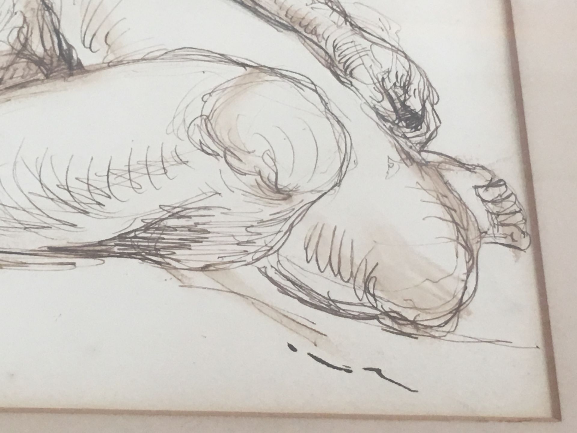 Reclining Female Nude, Ink, 1944, Signed Marek Szwarc - Image 4 of 7