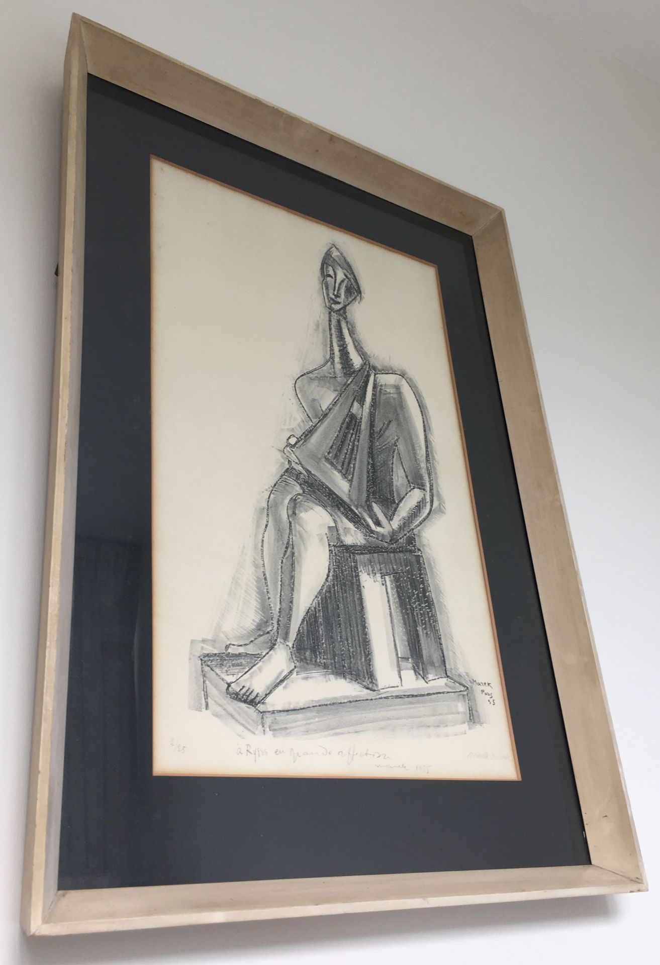 Seated figure with Harp, Print 2/25, Signed Marek Szwarc 1955 - Image 3 of 9