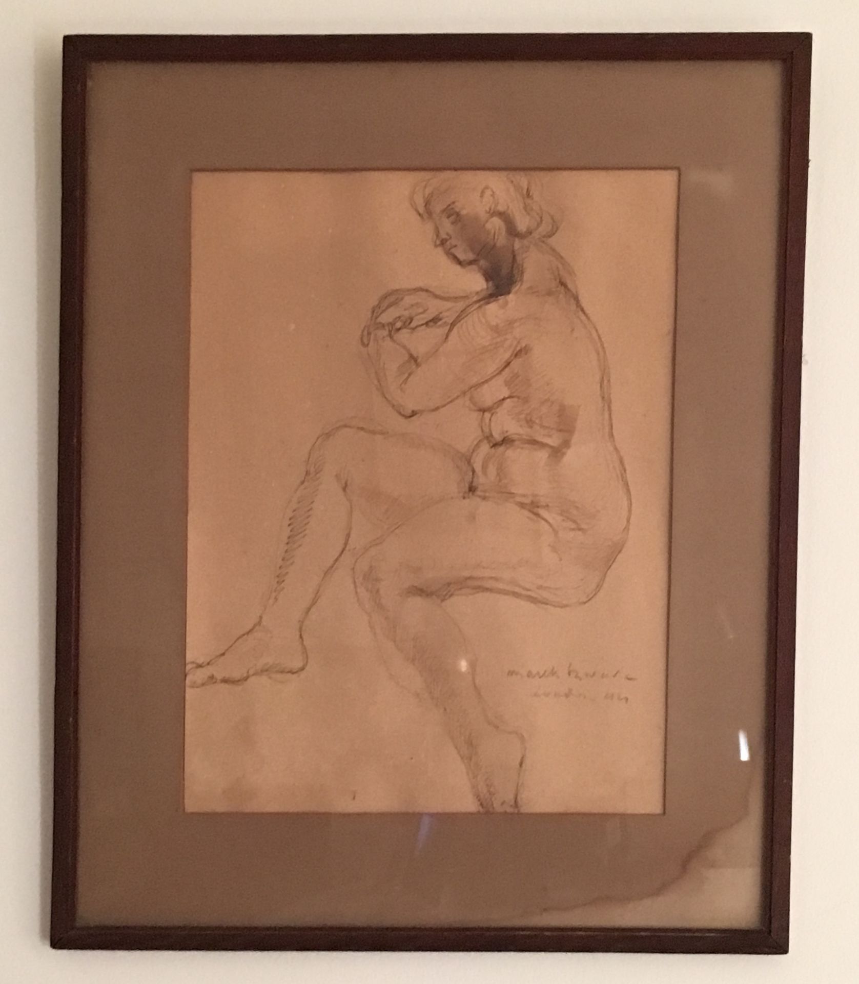 Seated female nude, 1944, Signed by Marek Szwarc