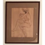 Seated female nude, 1944, Signed by Marek Szwarc