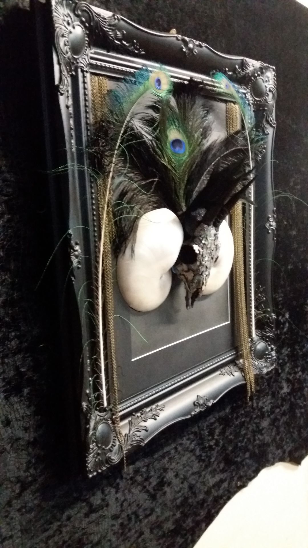 mother of earth 3d skull Art sculpture feathers skulls chain and shell - Image 3 of 6