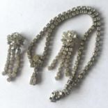 Original Art Deco era crystal jewellery set comprising a necklace and clip on earrings. Includes