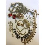 Assorted vintage ladies dress costume jewellery to include various clip on earrings, necklaces, a