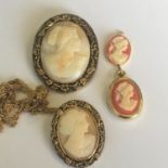 A group of various vintage cameo costume jewellery. All in good condition and including free UK