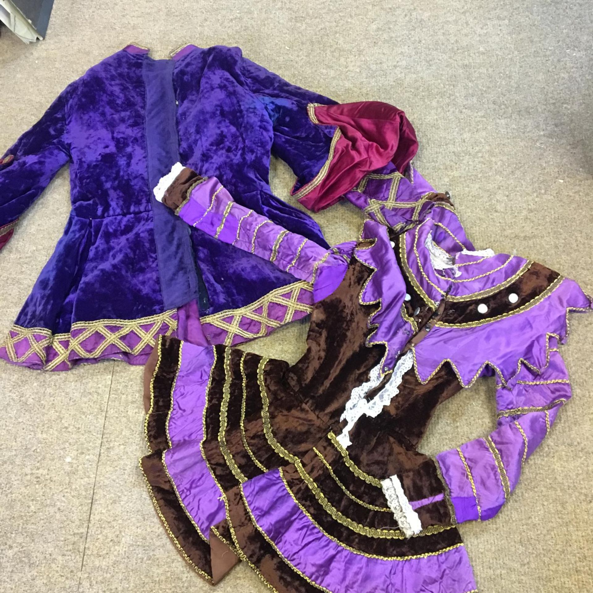 2 x velvet Medieval style theatre costumes. Includes Free UK delivery.