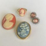 A group of various vintage cameo costume jewellery. All in good condition and including free UK