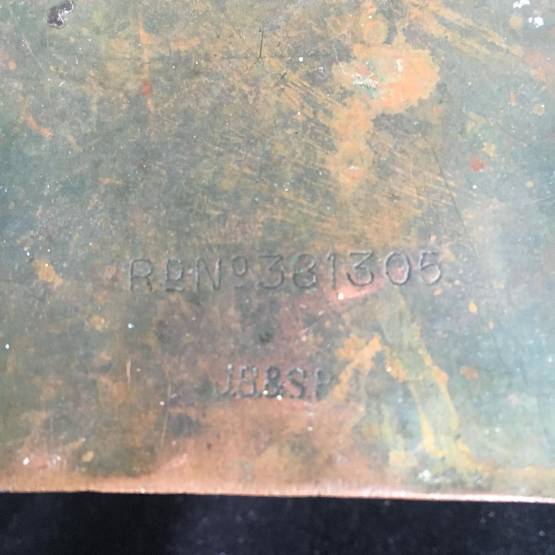 ANTIQUE JOSEPH SANKEY ART NOUVEAU COPPER CRUMB TRAY. Marked JS & SB Rd 381305 to the underside. - Image 2 of 2