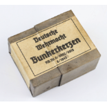 A GERMAN BOXED UNOPENED CANDLES, LABEL READS ïDEUTSCHE WEHRMACHT BUNKER KERZEN 6/1943Í, DATED 1943.