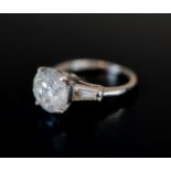 Modern Diamond Three Stone Ring (3.85ct plus 2 x 0.2ct)