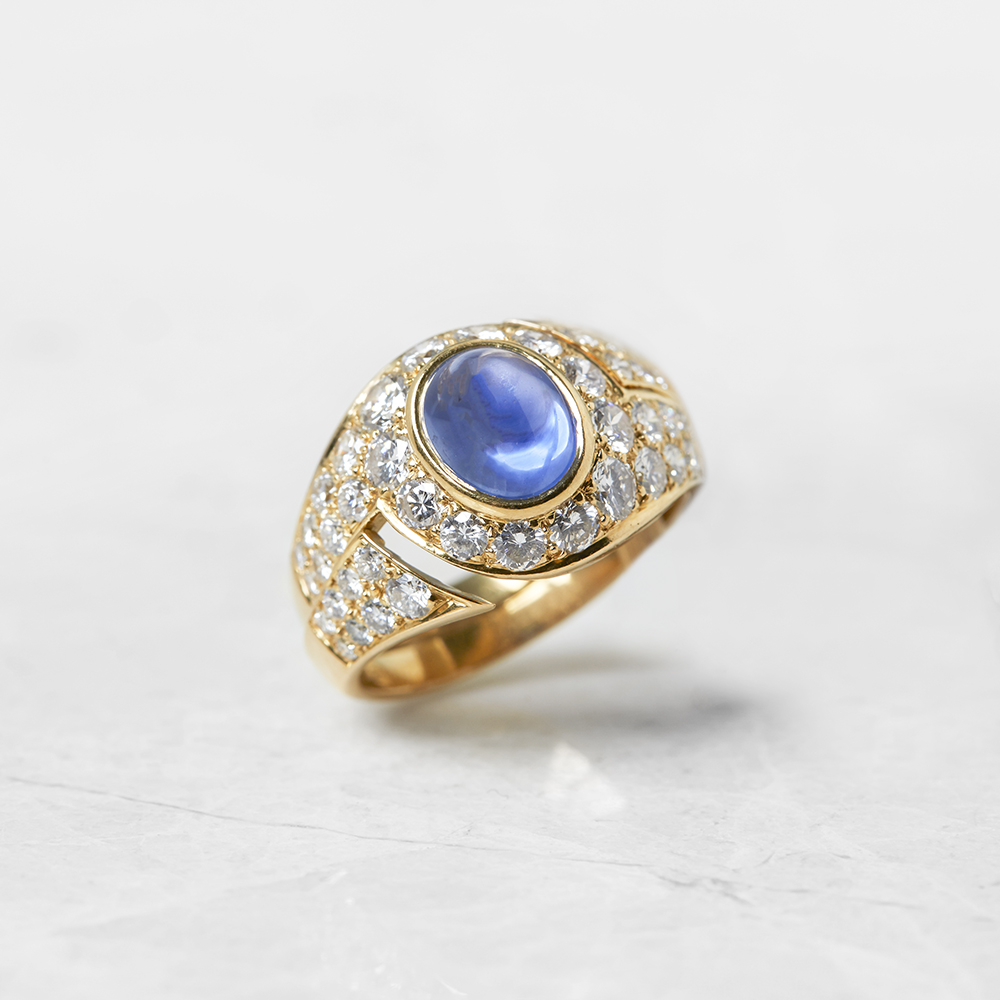 Bulgari, 18k Yellow Gold 2.10ct Cabochon Sapphire & 1.75ct Diamond Ring - Image 2 of 9