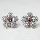 Cartier, 18k White Gold 3.07ct Pink Tourmaline & 5.10ct Diamond Flower Earrings