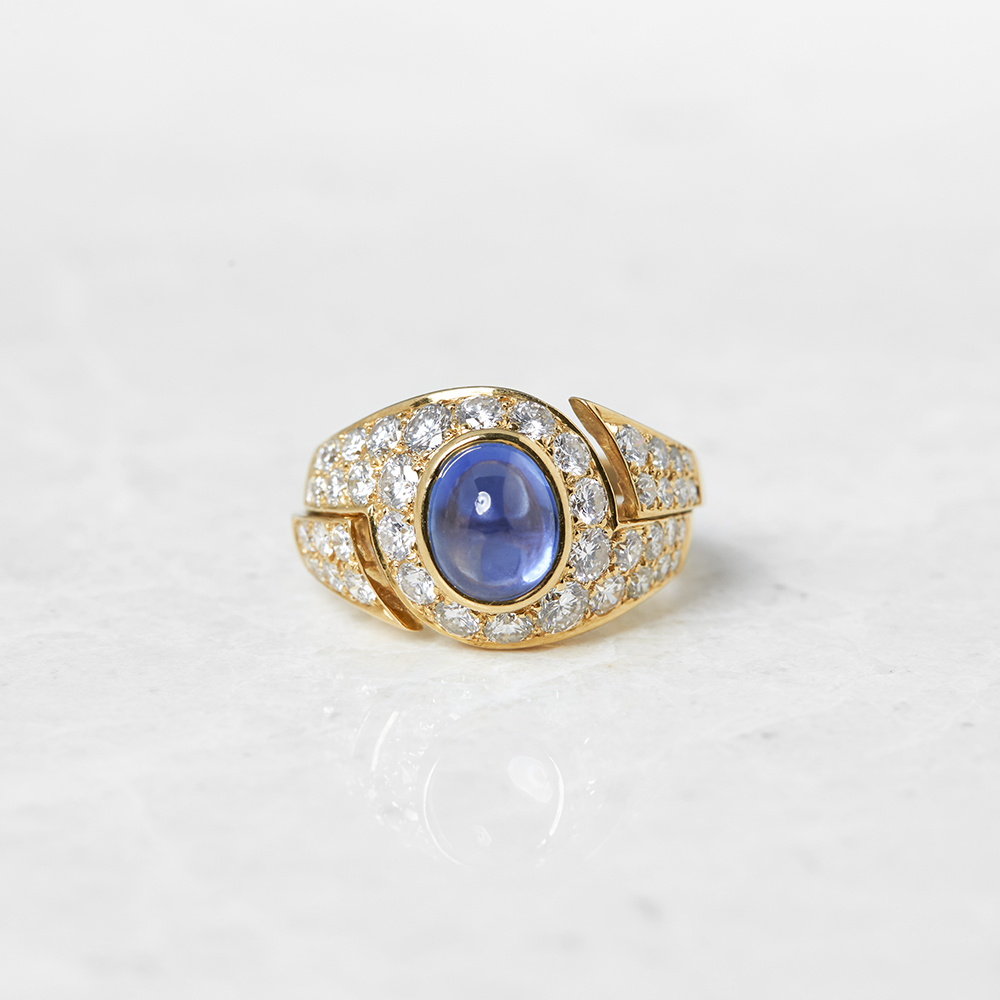 Bulgari, 18k Yellow Gold 2.10ct Cabochon Sapphire & 1.75ct Diamond Ring - Image 3 of 9