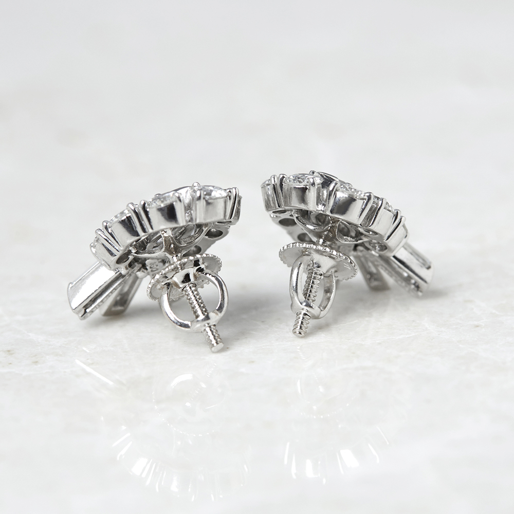 Tiffany & Co., Palladium 2.70ct Round, Marquise & Baguette Cut Diamond Stud Earrings - Image 4 of 10