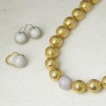 Bottega Veneta, 18k Yellow & White Gold Diamond Necklace, Earrings & Ring Sfera Suite