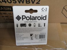 144 x Packs of 2 Polaroid Super Heavy Duty Batteries. Size C-2. Mercury &Cadmium Free. Unchecked