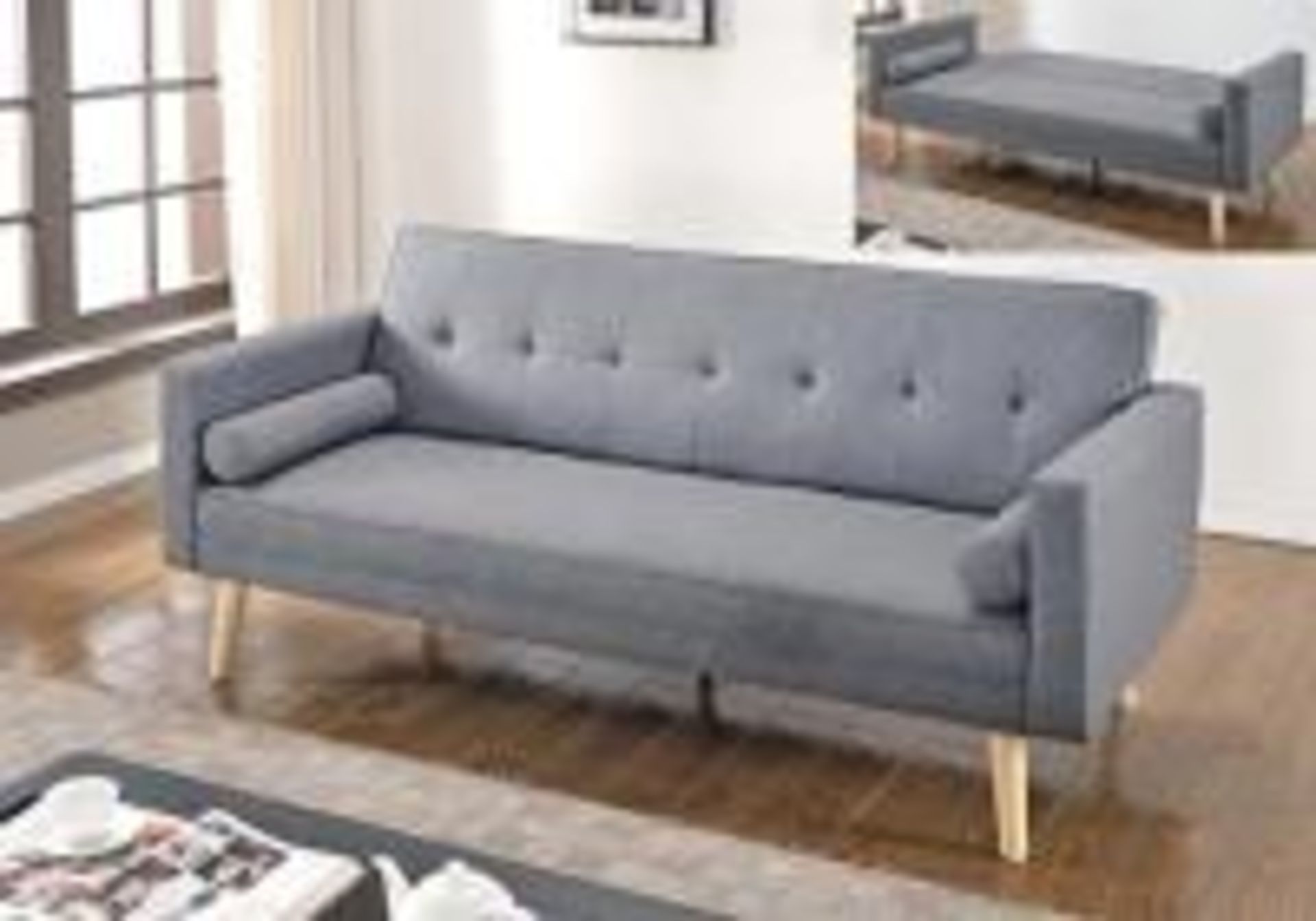 Paris Linen Sofa Bed Contemporary Practical Design with Beige Legs | Light Grey - FREE DELIVERY