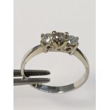 14K White Gold Engagement Ring with 3 set diamonds Hallmarked