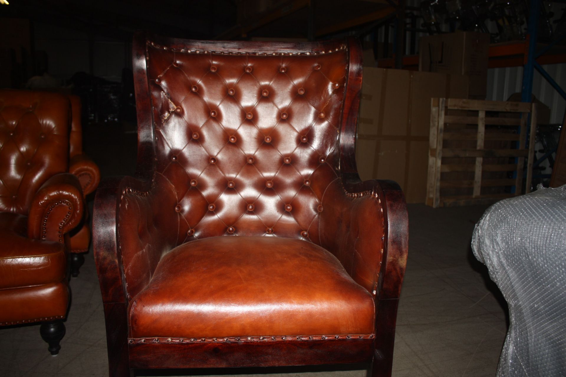 Caff Curve Leather & Wood Armchair In Brown RRP £1750 The Caff Curve armchair is covered with a - Image 3 of 5