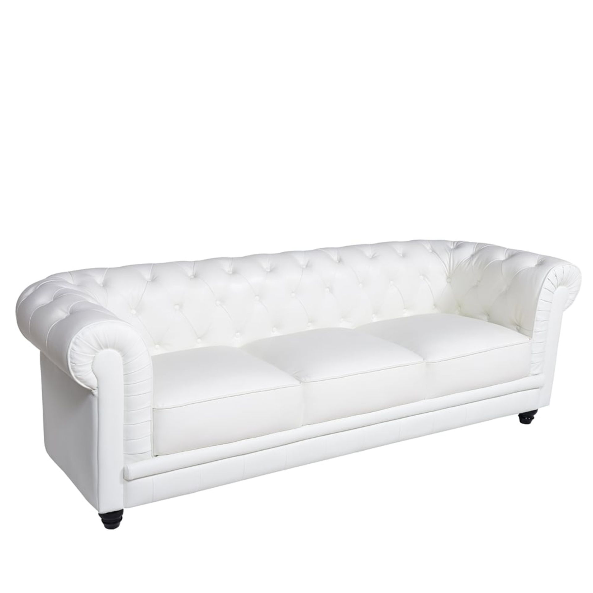 Empoli White Leather 3 Seater Sofa Handmade Chesterfield button back leather sofa in snow white. - Image 2 of 6