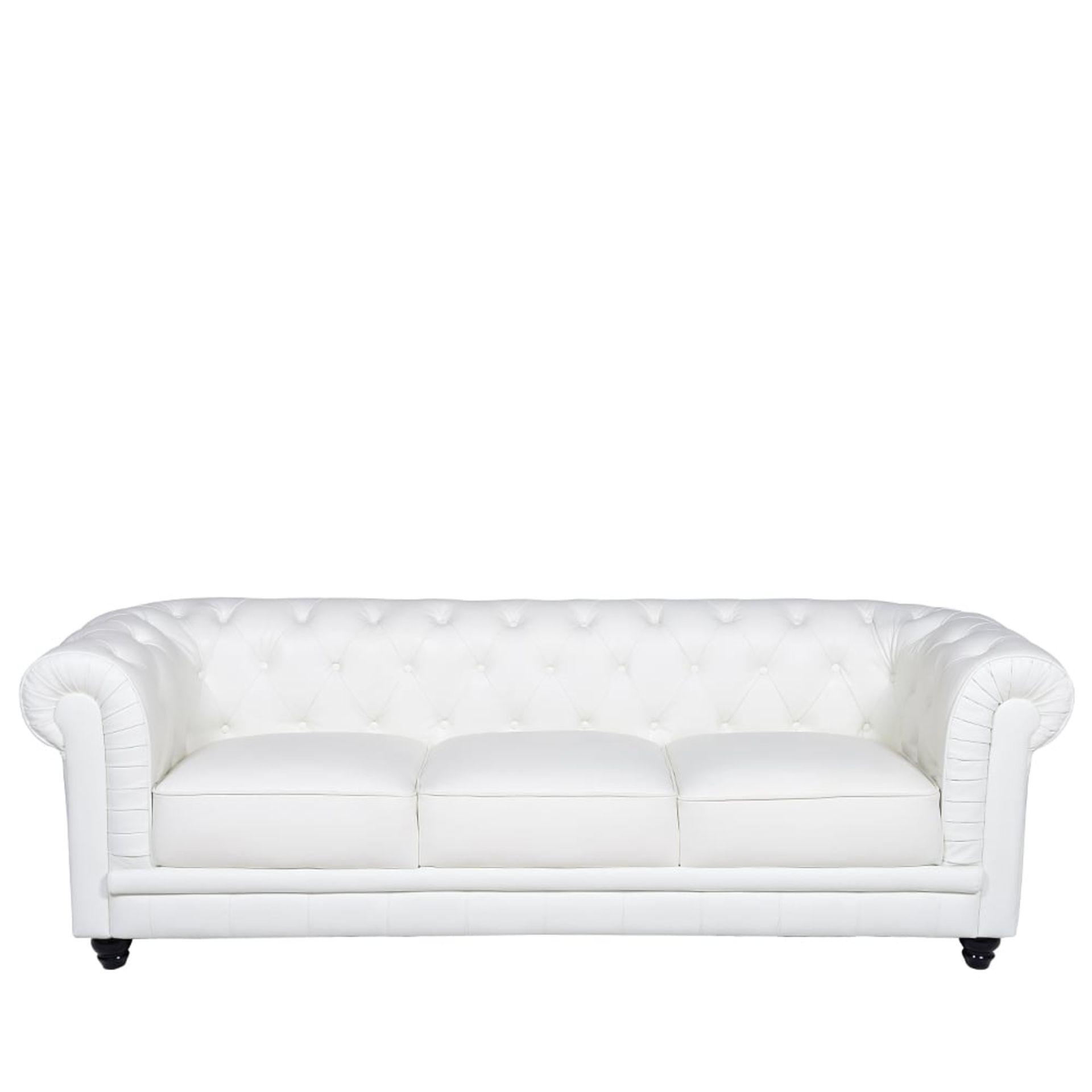 Empoli White Leather 3 Seater Sofa Handmade Chesterfield button back leather sofa in snow white.