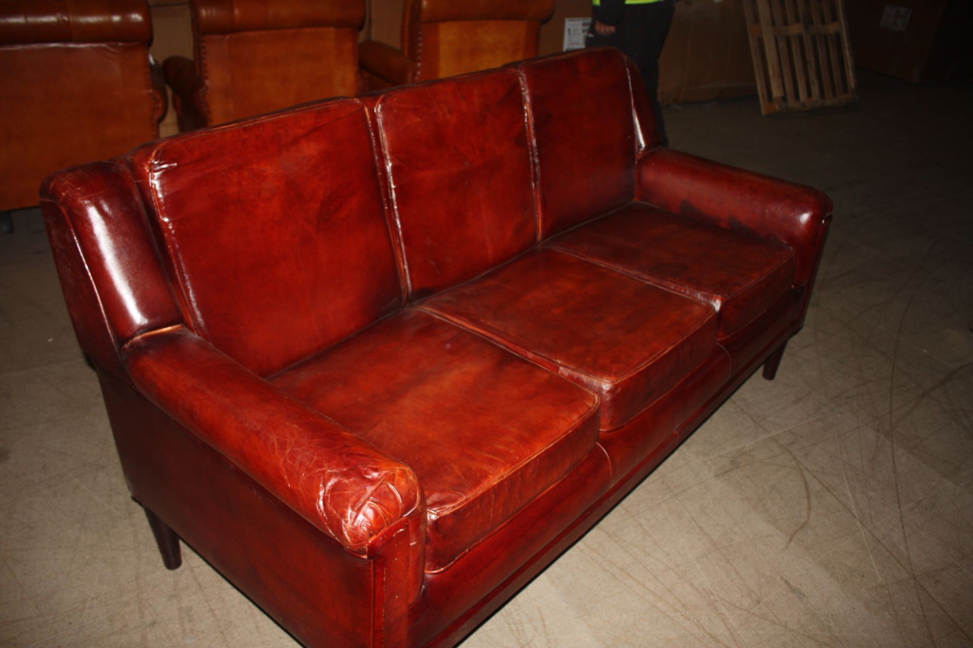 Chestnut 3 Seater Leather Sofa