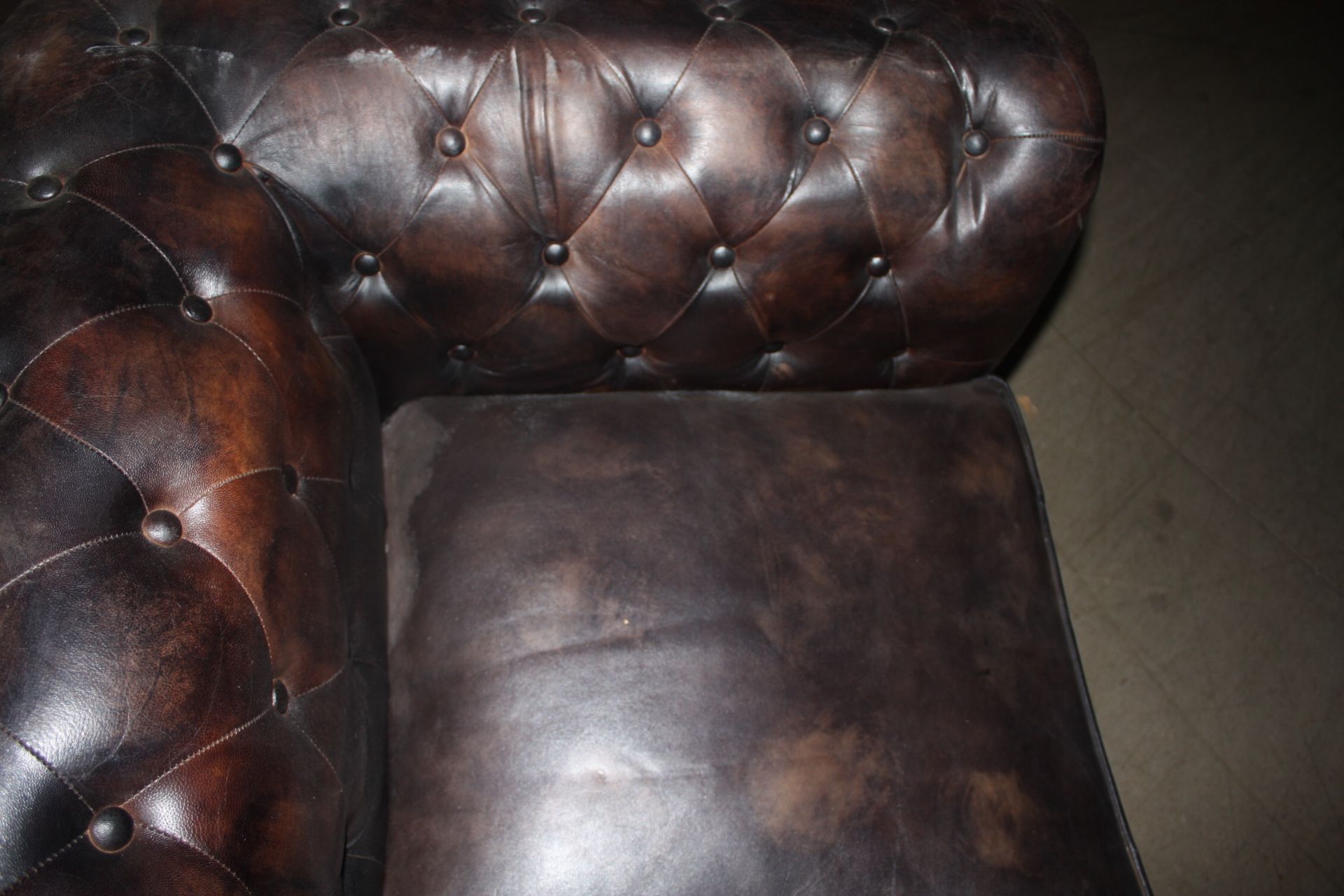 Shoreditch Low Back Leather Chesterfield Club Armchair In Brown - Image 6 of 6