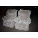 Pair of Grey Fabric Arm Chairs Colour Code - RRP - Issue - pair of arm chairs used , good condition