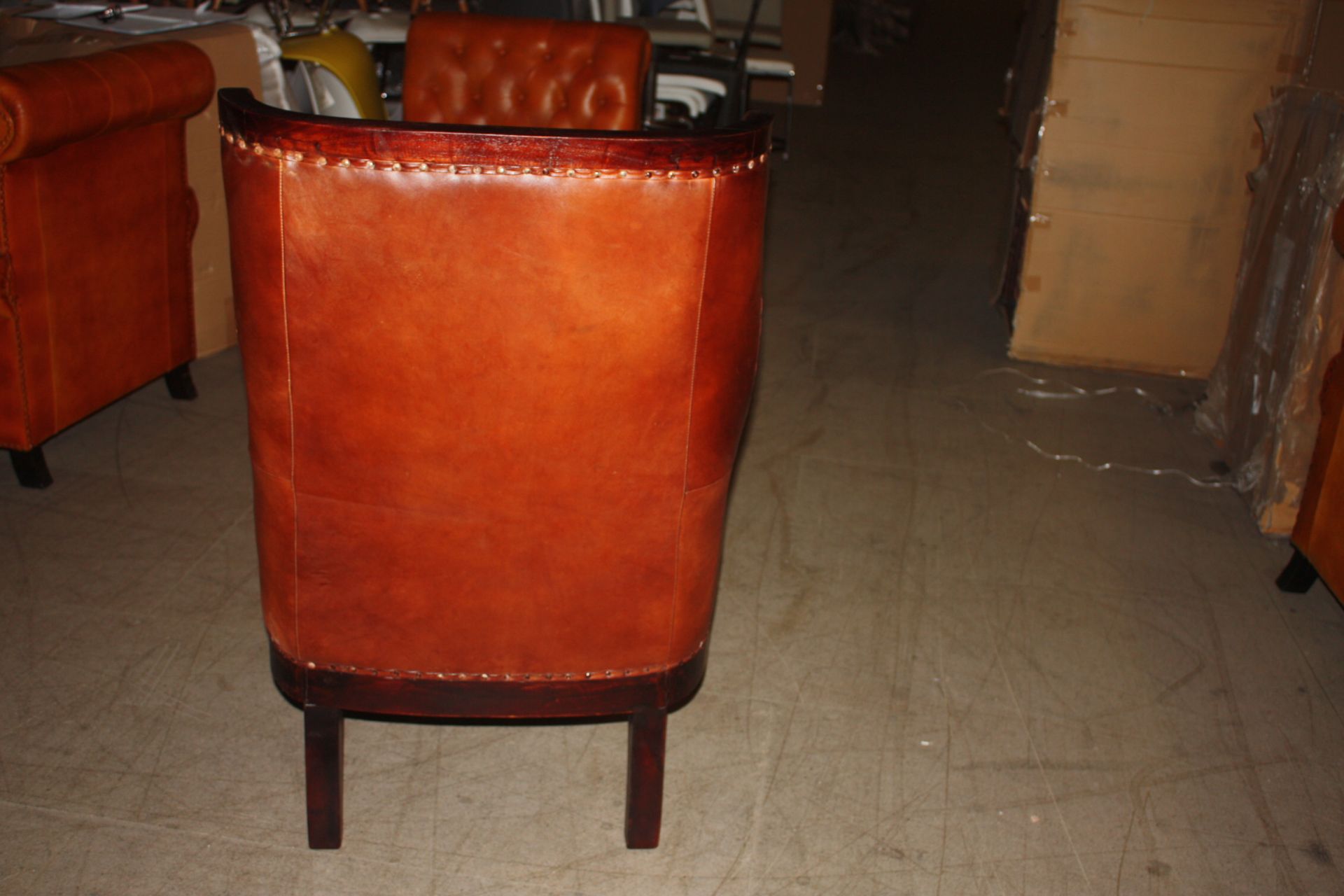 Caff Curve Leather & Wood Armchair In Brown - Image 5 of 5