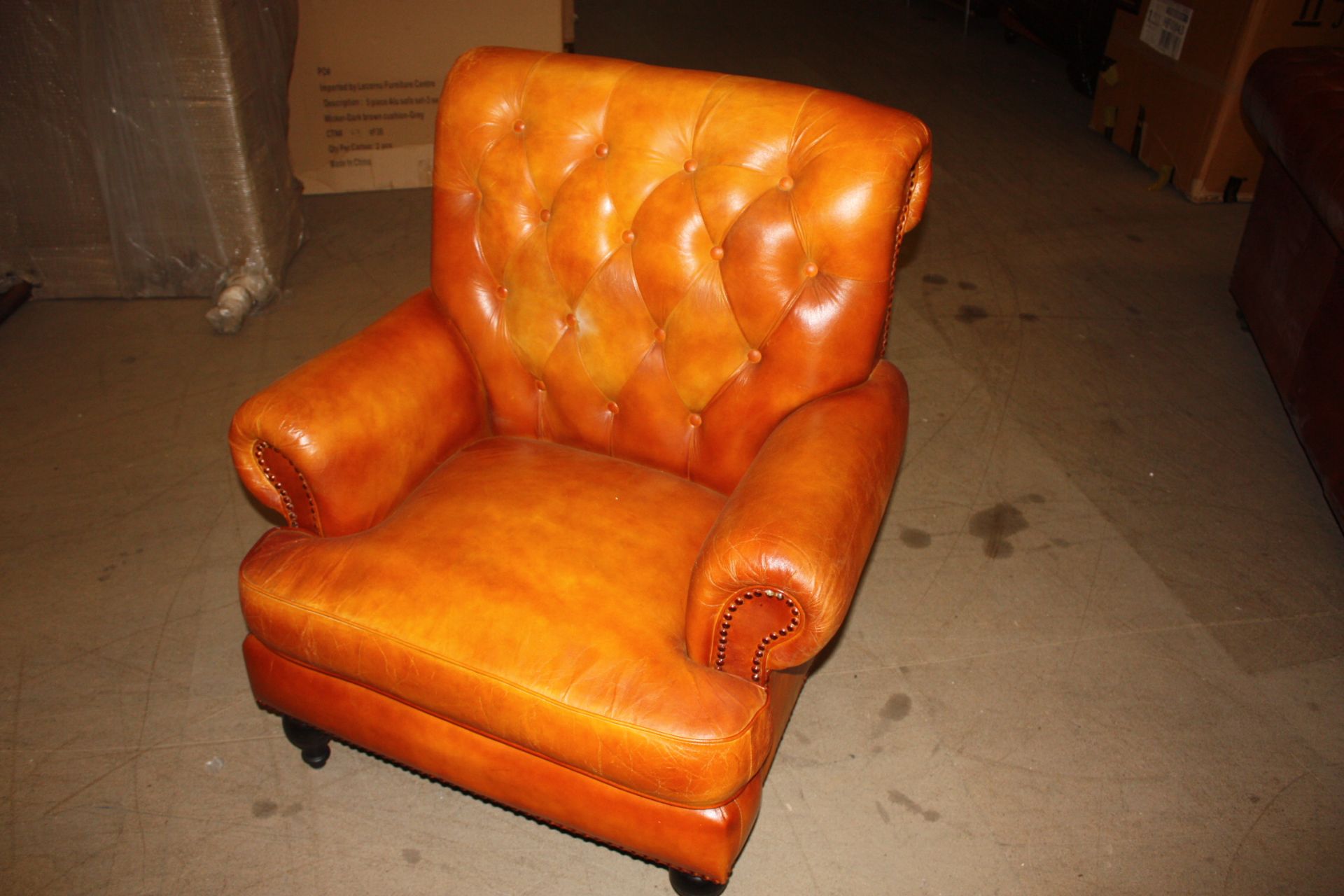 Story High Back Leather Armchair - Image 8 of 9