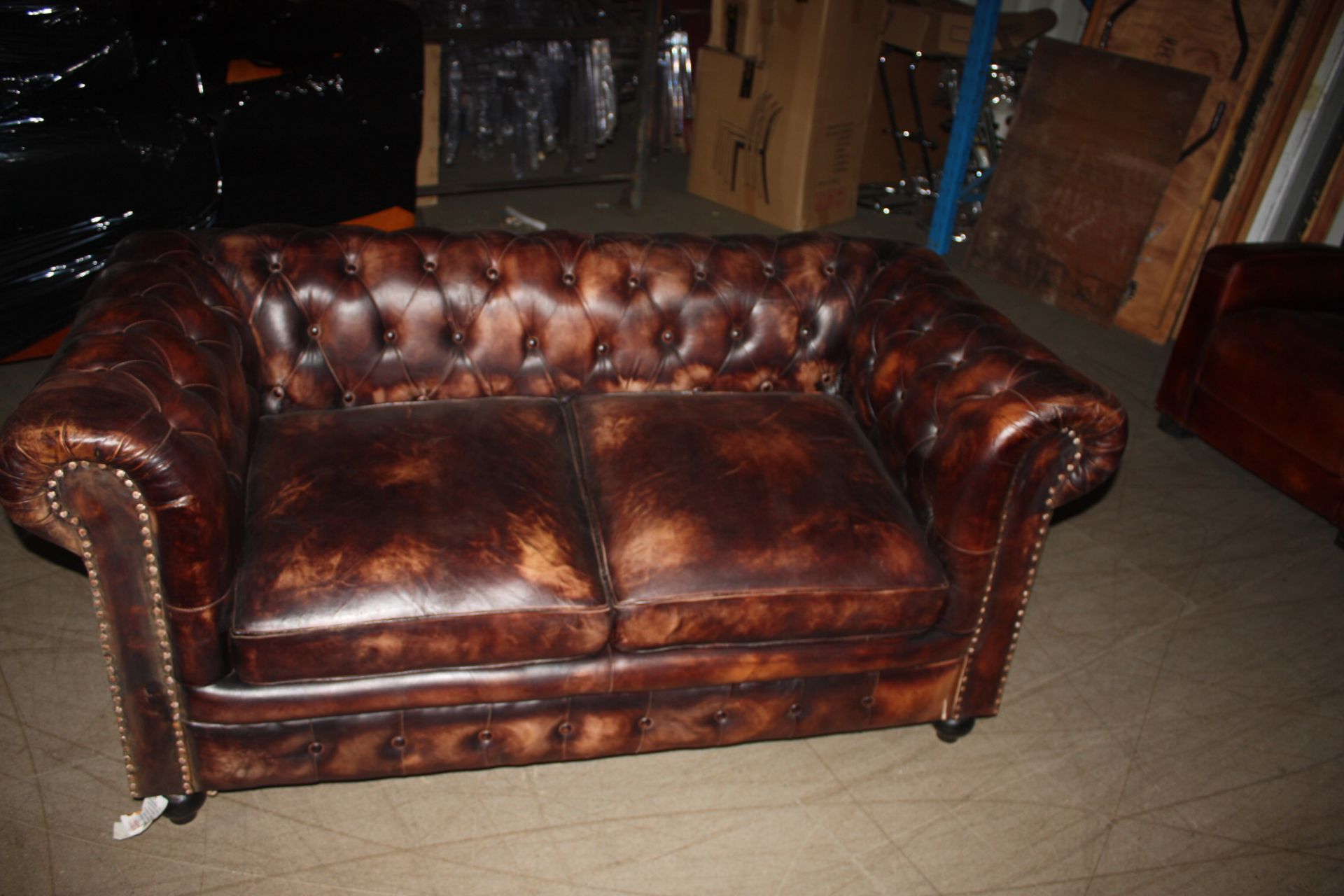 Shoreditch Leather Chesterfield 2-Seater Sofa Handmade - Image 2 of 6