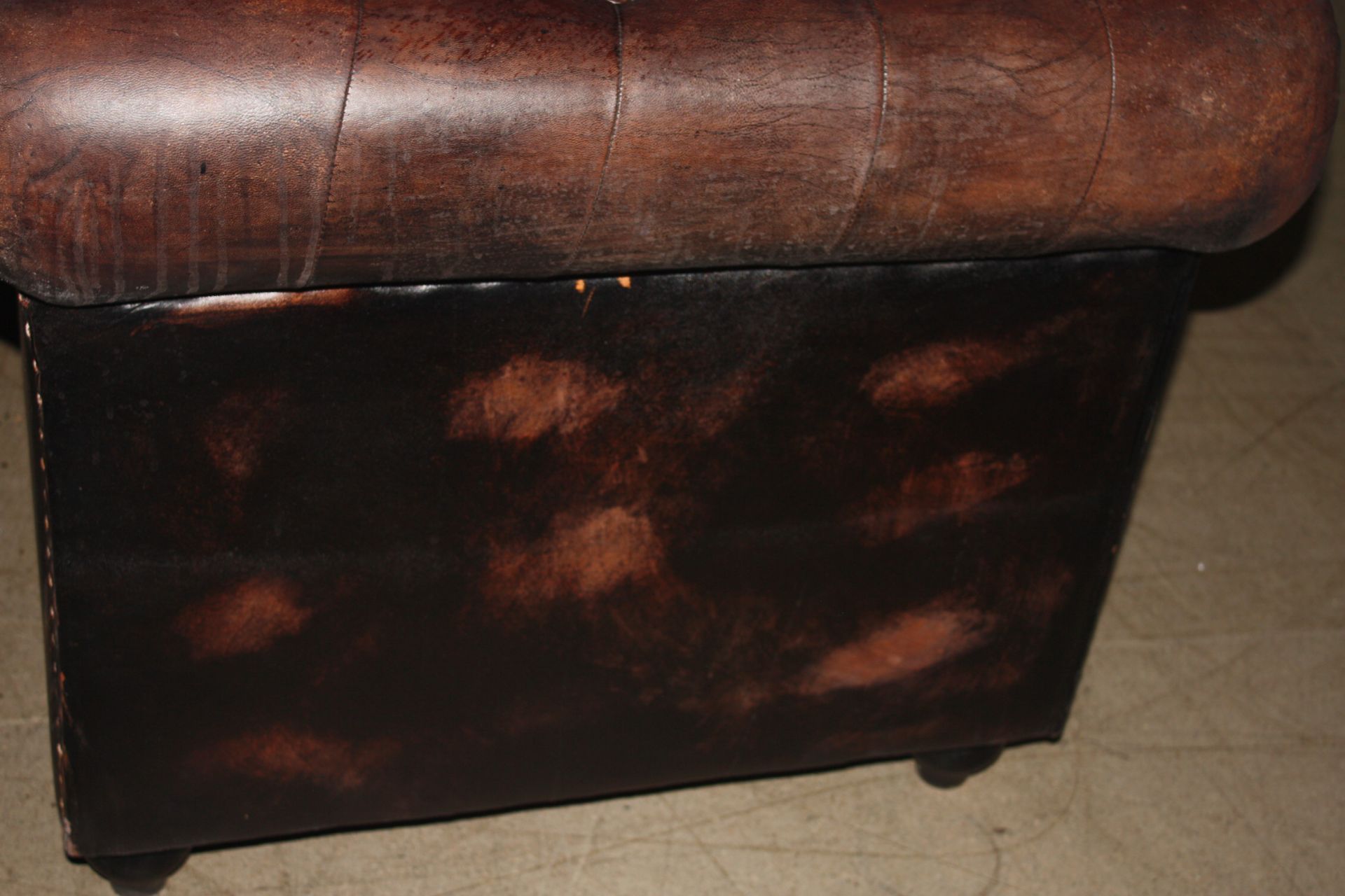 Shoreditch Low Back Leather Chesterfield Club Armchair In Brown - Image 6 of 6