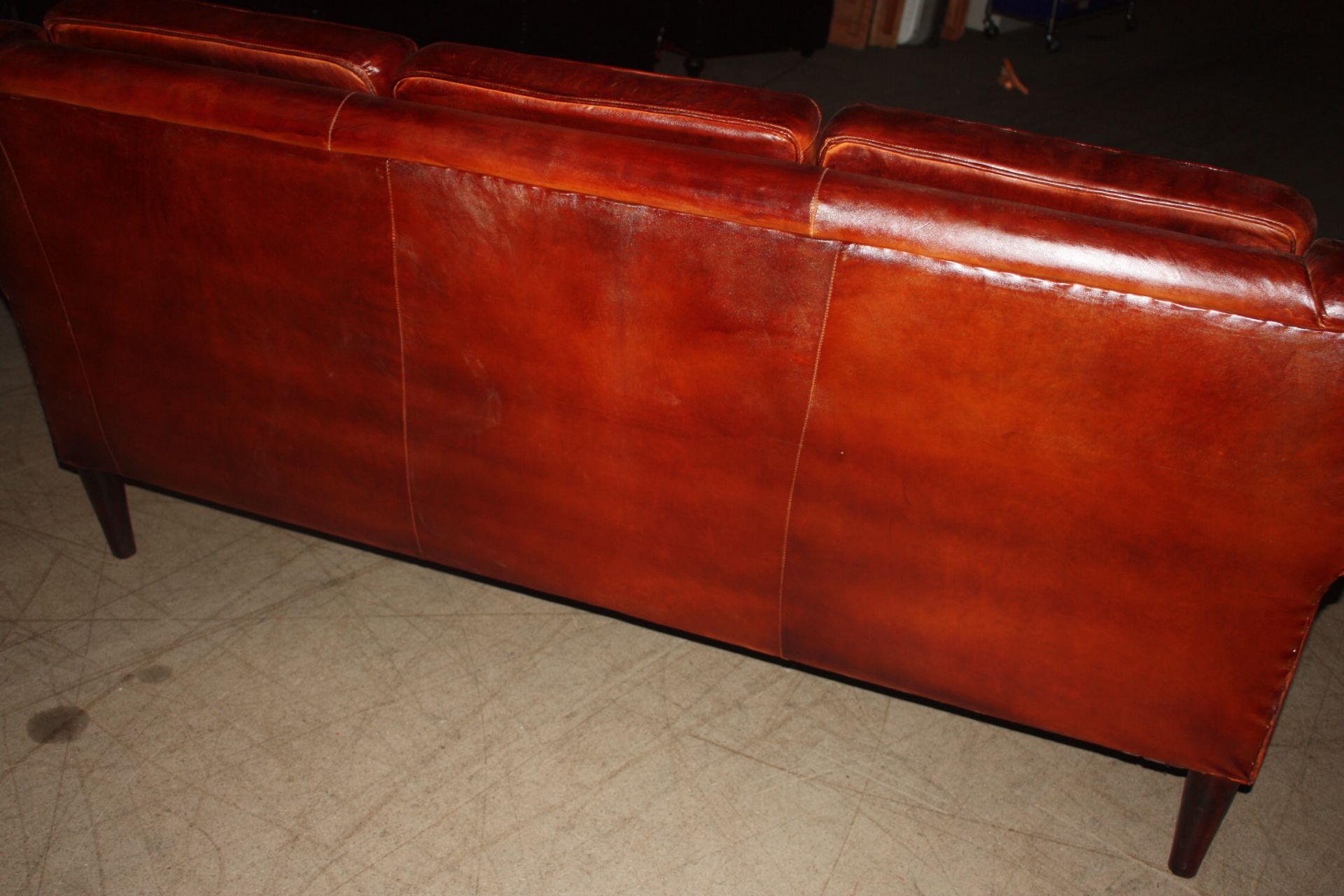 Chestnut 3 Seater Leather Sofa - Image 2 of 3