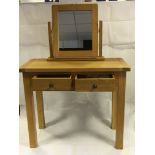 Wooden solid oak bedroom table and mirror