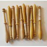 10 Vintage Wooden Lace Bobbins 7cm to 10cm long