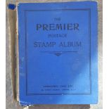 Vintage Stamp Album 'The Premier Postage Stamp Album' Includes British European and World Stamps