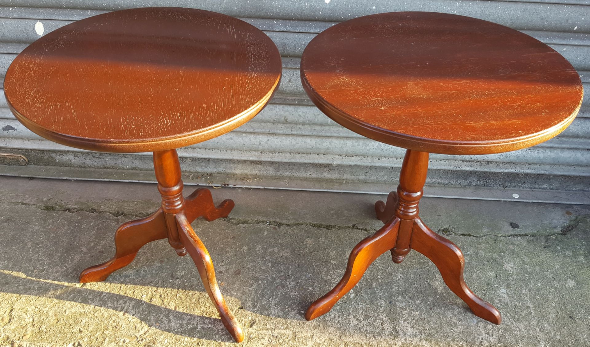 2 x Wine Tables. Approx 2 feet tall by 18 inch diameter NO RESERVE