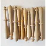 10 Vintage Wooden Lace Bobbins 7cm to 10cm long