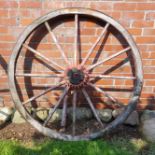 Large Vintage Wooden Cart Wheel plus one other