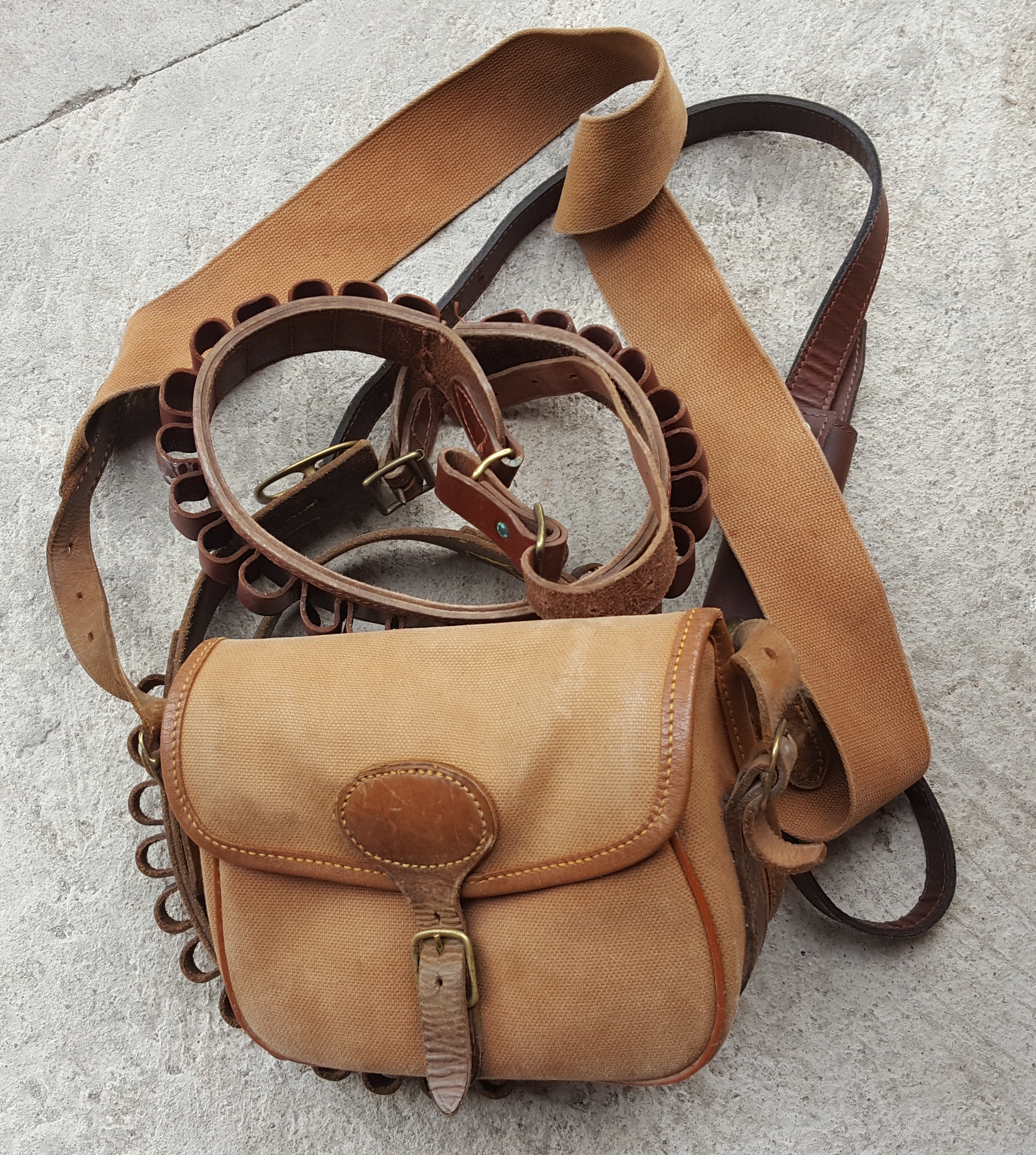 Bradey Shot Gun Cartridge Bag plus two Cartridge Belts