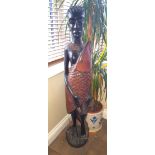 Vintage African Figure 4 feet tall ebonized wood