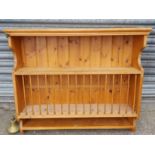 Vintage Retro Pine Wall Plate Rack & Shelves (Bell in image not included)